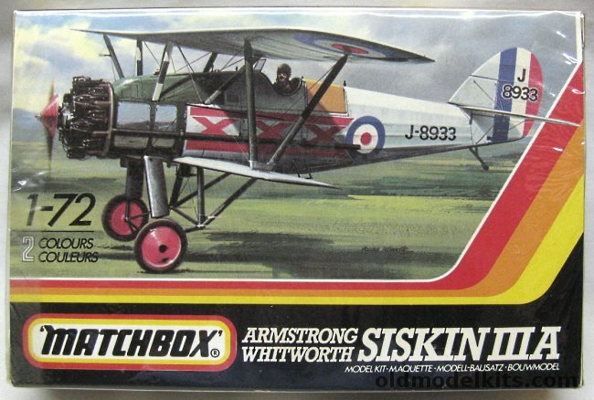 Matchbox 1/72 Armstrong Whitworth Siskin IIIA - RAF 29 Sq 1928 or 32 Sq 1931, PK25 plastic model kit